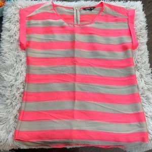 Express Hot Pink Striped Top